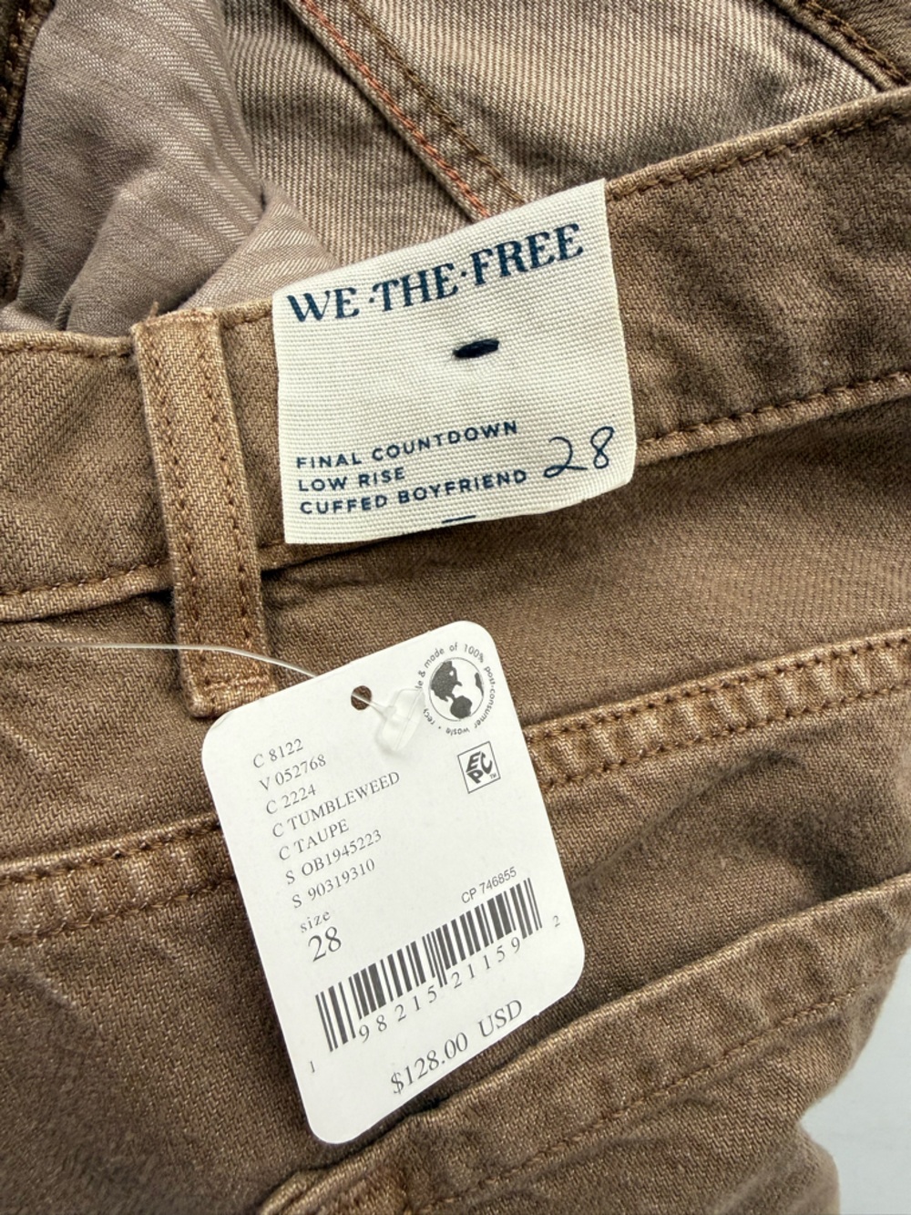 Free People We The Free Final Countdown cuffed boyfriend low rise size 28 NWT - Picture 4 of 8